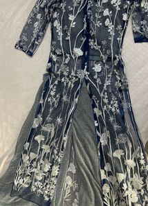 Sparkling Metallic Sheer Kurta with Crop