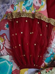 Red And Off White Colour Lehenga