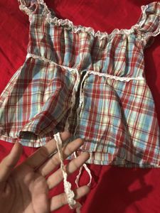 Cute Plaid Off-Shoulder Top