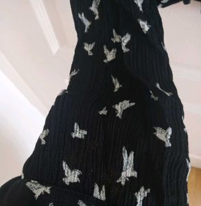 H&amp;M Bird Print Tie Neck Blouse