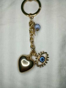 y2k Gold Heart &amp; Evil Eye jeans hanging chain