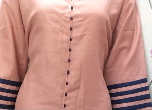 Kurti korean button check designtrend pink1pic