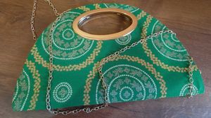 Elegant Green Ethnic Clutch Bag