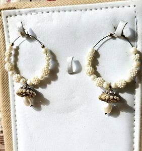 Small Pearl White Jhumka