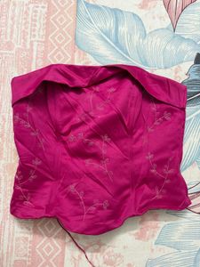Hot pink embroidered Corset