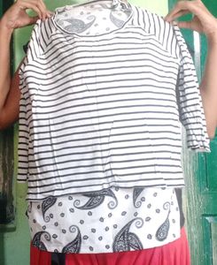 Striped Top with Paisley Print