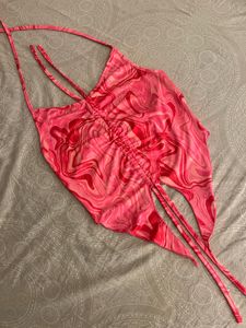 🌷 Pink Swirl Halter Neck  Top