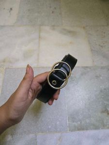 Chic Black Belt with Double Ring Buckle