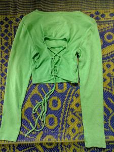 Lime Green Long Sleeve Crop Top