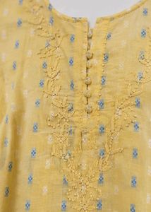 Yellow Printed Kurta with Elegant Neckline