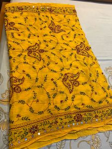 Red Bandhani Kurta Set with Yellow Dupatta