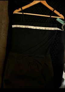 Chic Black Mini Dress with Bow Detail