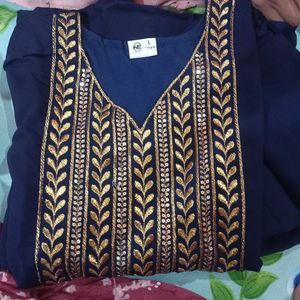Elegant Blue Embroidered Kurta Set