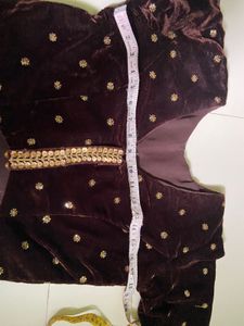 Elegant Brown Velvet Lehenga Choli Set