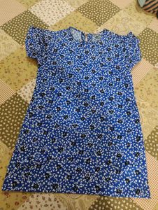 Blue Floral Print Dress