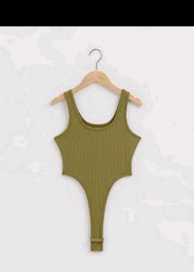 Ribbed Tank Bodysuit - Olive Green