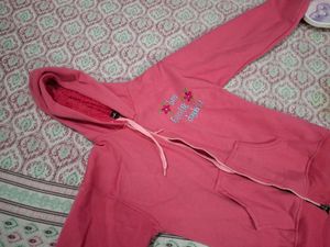 Pink Embroidered Hoodie