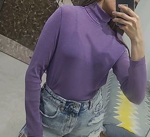 Purple Turtleneck Long Sleeve Top