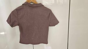 Women Mauve V-neck Crop Tee