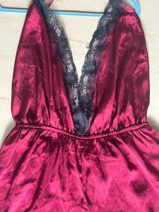 Satin Lace Lingerie Backless With Adjustable Strap