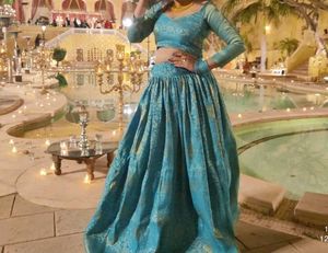 💙 Blue Banarasi Lehenga With Cancan Skirt