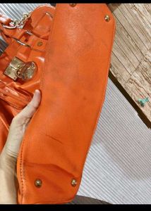Vibrant Orange Structured Handbag