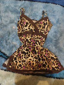 Leopard Y2K Print Cami Side Slit Top