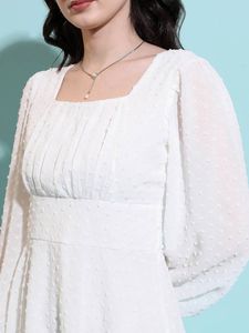 Chic White Textured Mini Dress