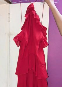Red Flare Jumpsuit Dress