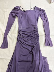 Elegant Ruched Sheer Ruffle Maxi Dress