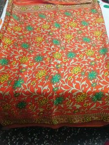 Beautiful Orange Floral Saree