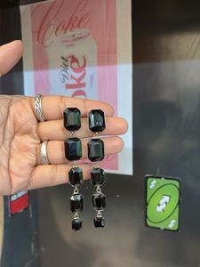 Black Geometric Drop Earrings