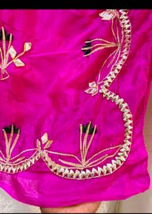 Dark Pink Embroidered Saree