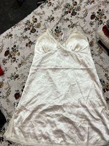 Satin Lace Trim Slip Dress