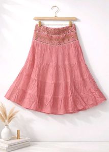💟 BLUSH BREEZE TIERED SKIRT - Orange-Pink