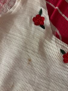 Cute White Floral Tank Top