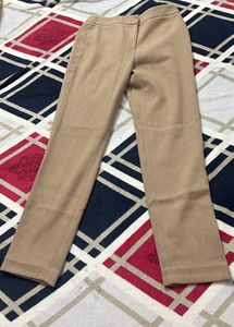 Women Beige Tailored Tapered Fit Trouser/pant