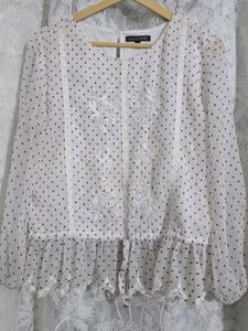 Project Eve Chic Polka Dot Ruffled Blouse