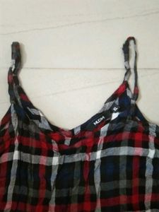 Red Plaid Spaghetti Strap dress