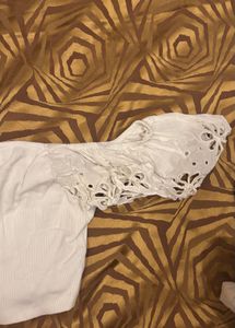 White Off-Shoulder Broderie Anglaise Top