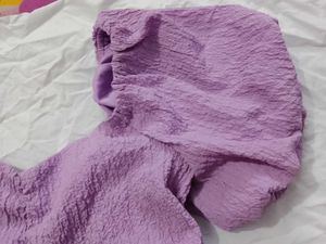 Purple Textured Puff Sleeve Top