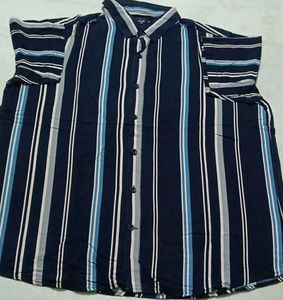 Men's Striped Navy Blue Shirt