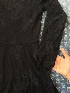 Elegant Black Lace Skater Dress