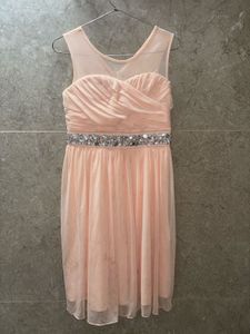Imported Elegant Pink Sheer Neckline Dress