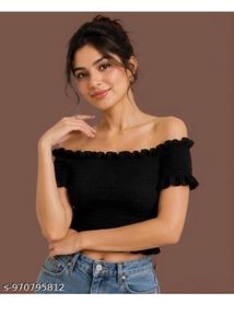 Black Ruffled Off-Shoulder Top
