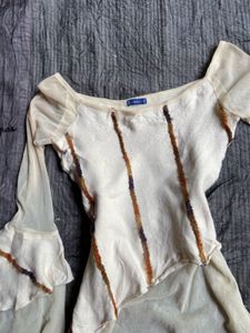 sheer bell fitted ruffled vintage top
