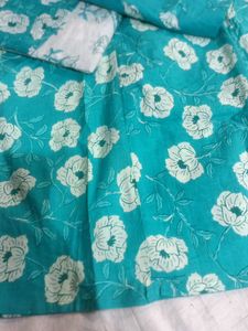 Turquoise Floral Kurta Set used for 2 times