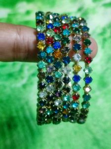 Colorful Rhinestone Bangles Set