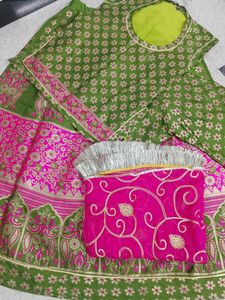 Green &amp; Pink rajput poshak
