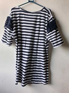 Striped T-shirt with Lace Detail